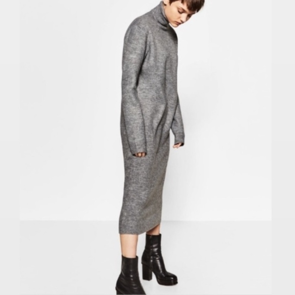 Zara BRAND NEW charcoal turtleneck sweater dress